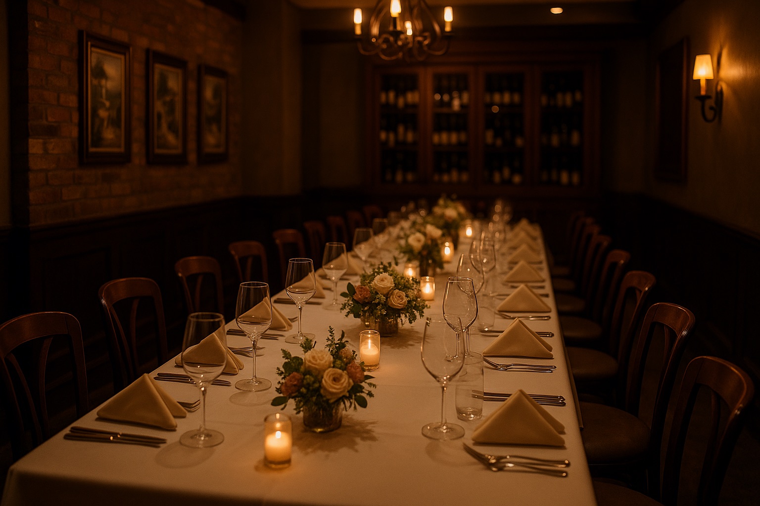 Private banquet room set for a celebration
