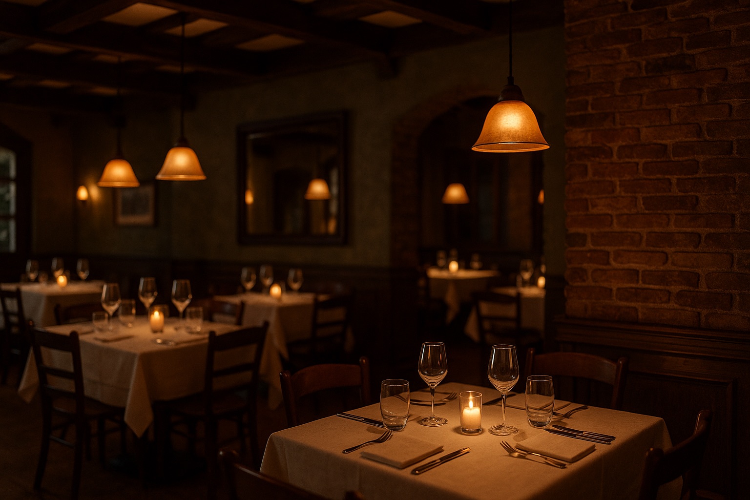 Candlelit dining room at Mamma Lucia